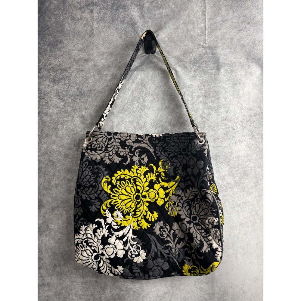 Vera Bradley Baroque Single Strap Quilted Shoulder Purse Bag Yellow Black Floral